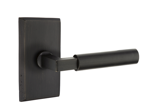 Emtek Sandcast Bronze Bryce Lever Handle with Style 3 Rosette