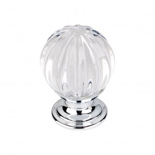 Top Knobs TK127PC Clear Melon Crystal Knob 1 1/8 Inch Polished Chrome