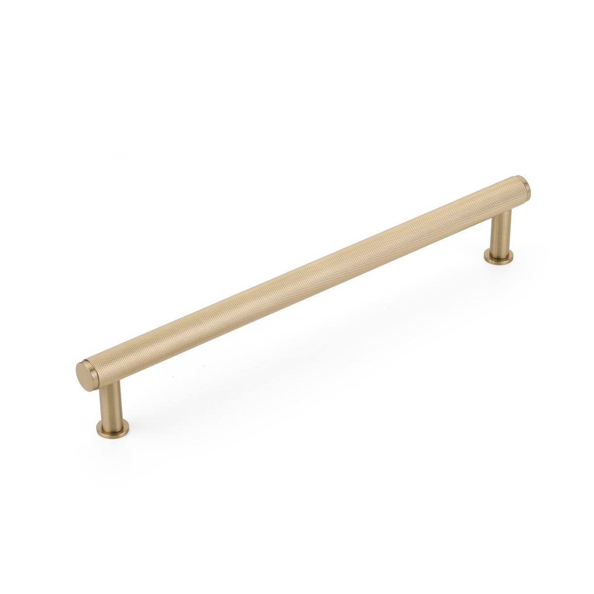 Schaub Pub House, 12 Inch cc, Knurled Signature Satin Brass Appliance Pull