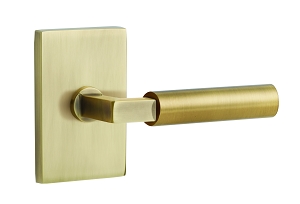 Emtek Smooth Grip L-Square Style Door Lever with Modern Rectangular Rosette