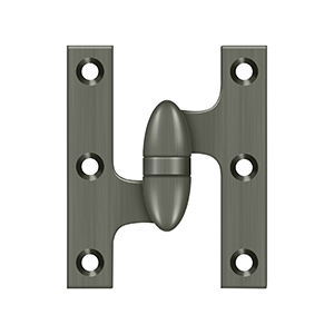 Deltana 3 Inch x 2 1/2 Inch Left Hand, Olive Knuckle Hinge, Antique Nickel