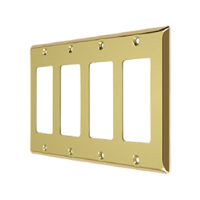 Deltana Solid Brass Quadruple Rocker Switch Plate