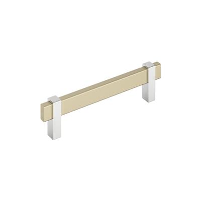 Amerock Mulino 6-5/16 Inch cc Cabinet Pull Golden Champagne/Polished Chrome