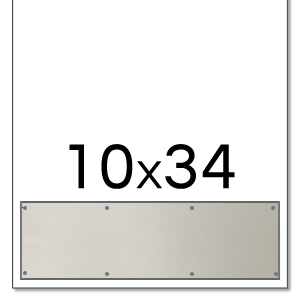 Trimco 10x34 Satin Stainless Steel Kickplate with Countersunk Holes and Heavy Beveled Edge