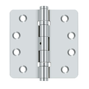 Deltana Ball Bearing Hinge 4 Inch x 4 Inch x 1/4 Inch Radius, NRP, Polished Chrome