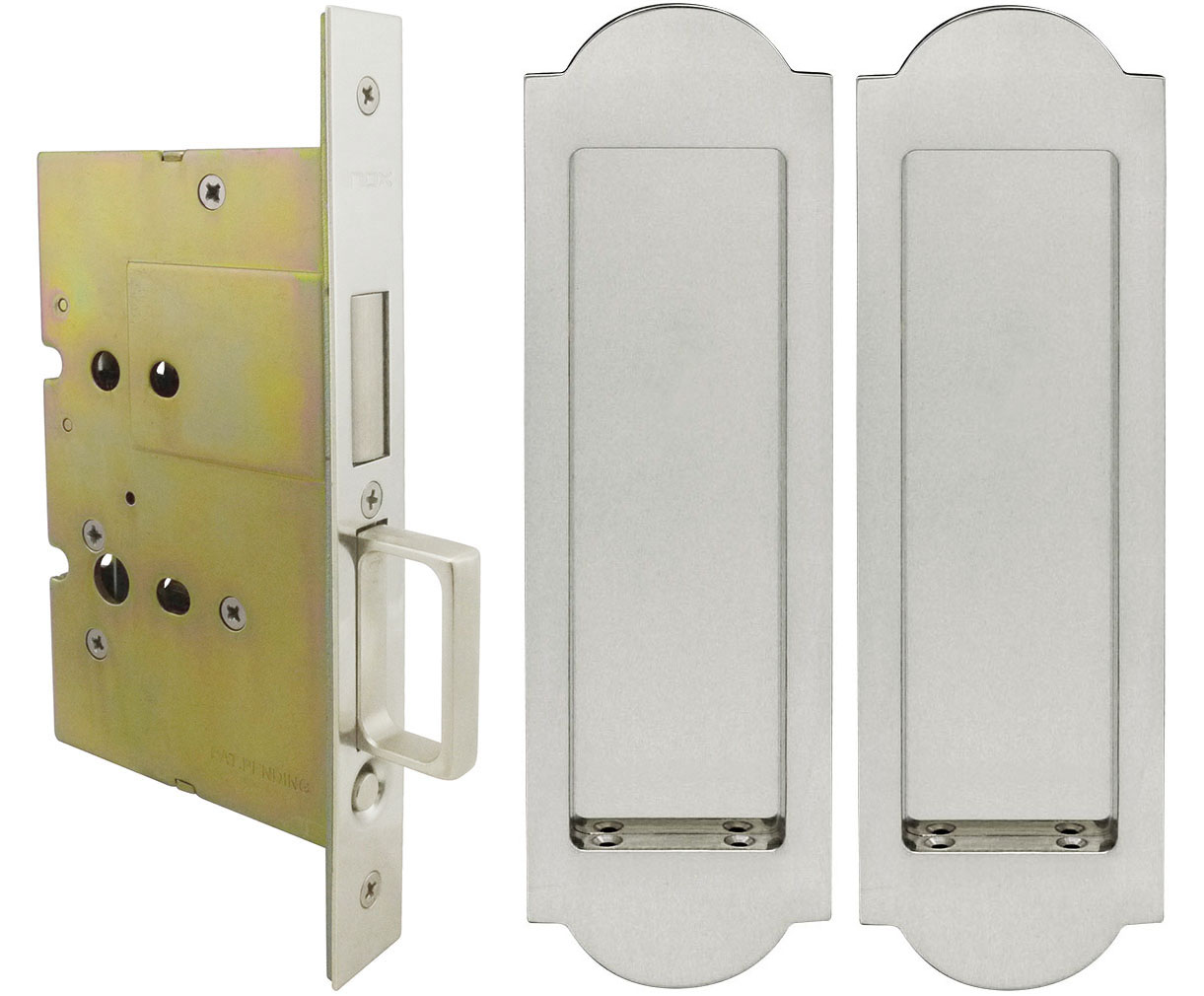 Inox PD8115 Mortise Pocket Door Passage w/ Lockcase as Dust Proof Strike, FH31 Regal Flush Pull