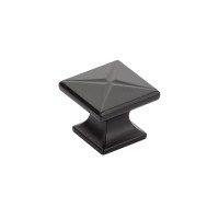 Schaub Northport 1 3/8 inch Diameter Square Knob X Indent in Matte Black