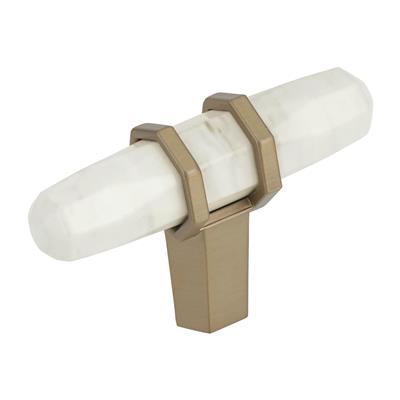 Amerock Carrione 2-1/2 Inch Cabinet Knob Marble White/Golden Champagne