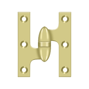 Deltana 3 Inch x 2 1/2 Inch Left Hand, Olive Knuckle Hinge, Polished Brass