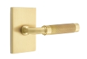 Emtek R-Bar Knurled Door Lever with Modern Rectangular Rosette