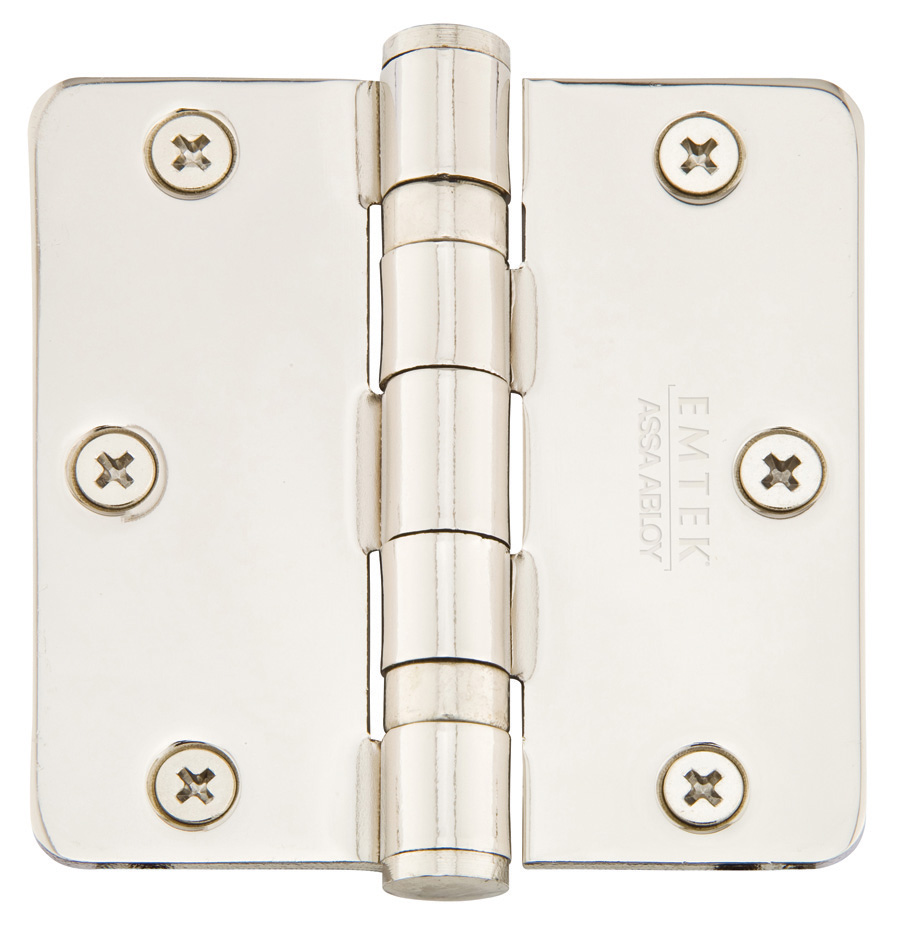 Emtek 3 1/2 Inch Steel Heavy Duty Ball Bearing Door Hinges with 1/4 Inch Round Corners (pair)