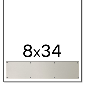 Trimco 8x34 Satin Stainless Steel Kickplate with Countersunk Holes and Heavy Beveled Edge