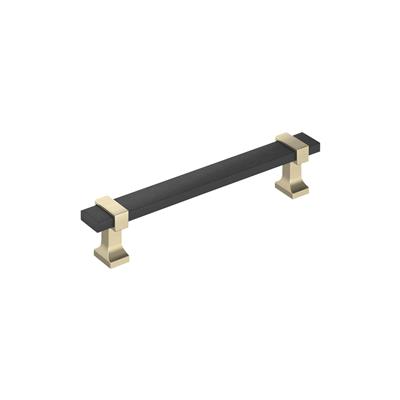 Amerock Overton 5-1/16 Inch cc Cabinet Pull Brushed Matte Black/Golden Champagne