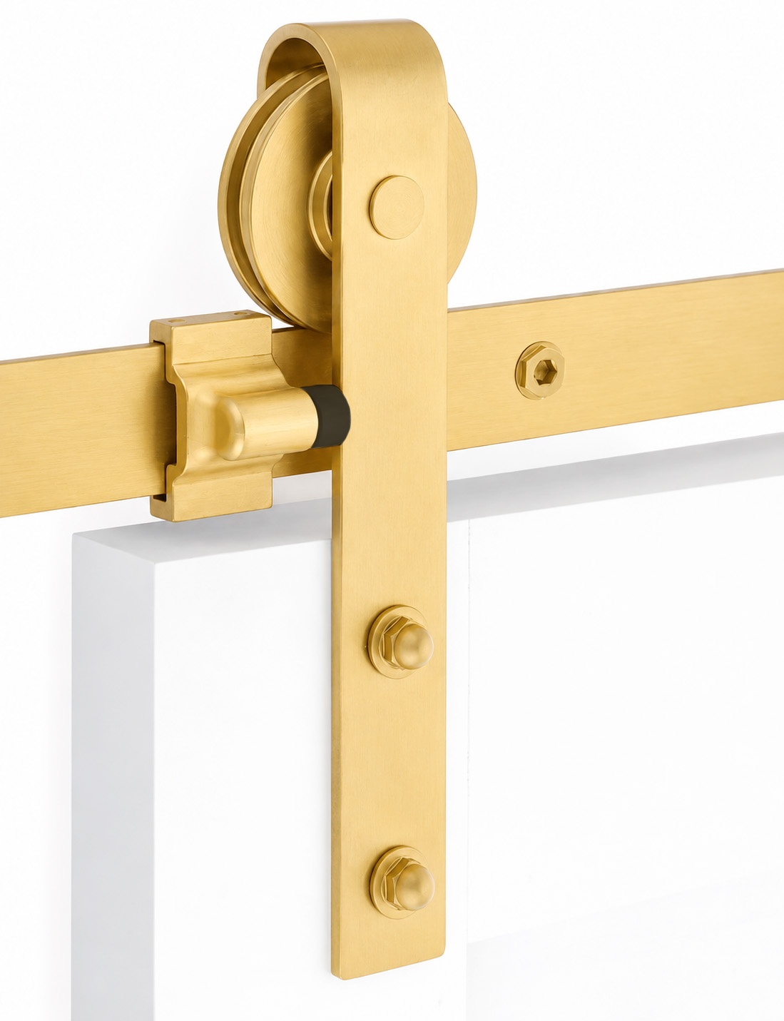 Emtek Classic Face Mount Hanging Barn Door Kit - Satin Brass Stainless Steel PVD Lifetime