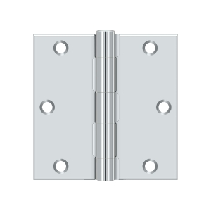 Deltana 3 1/2 Inch x 3 1/2 Inch x 1/4 Inch Residential Hinge, Polished Chrome