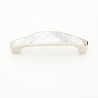 Schaub Mother of Pearl Inlay Pull 4 inch cc Polished Nickel