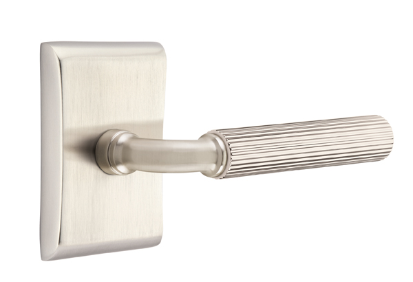 Emtek R-Bar Straight Knurled Door Lever with Neos Rosette