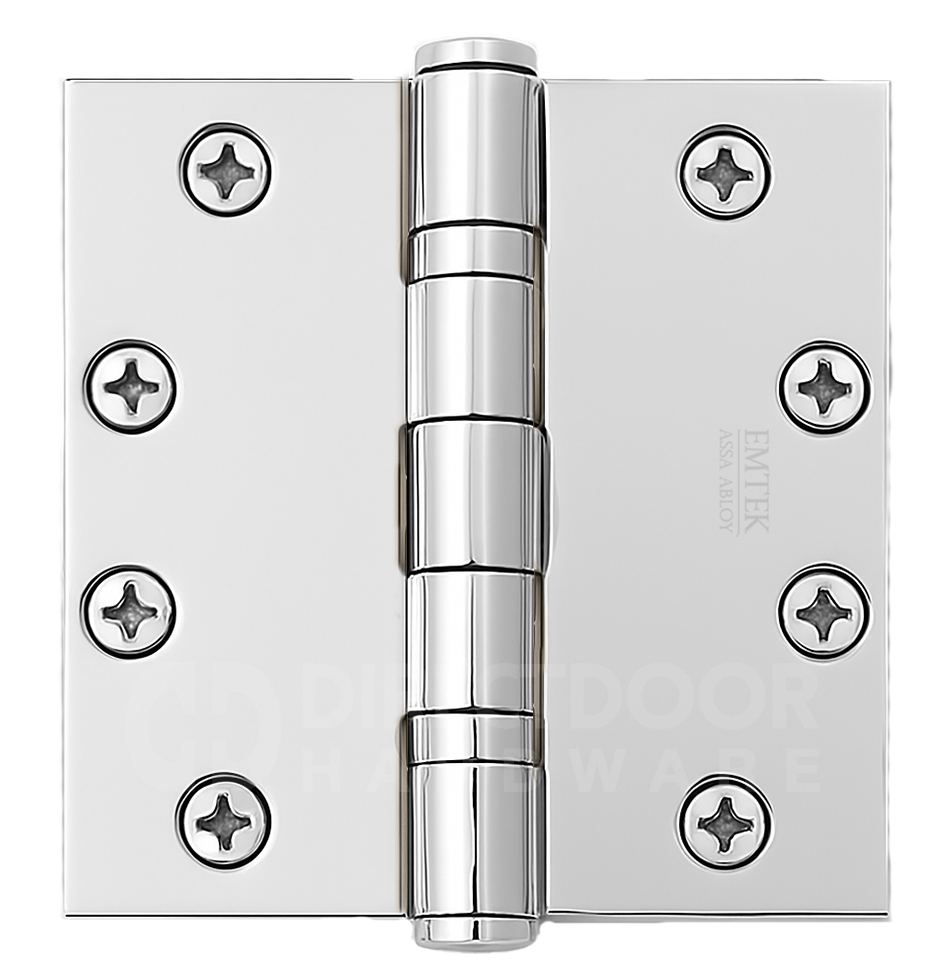 Emtek 4.5 Inch Solid Brass Ball Bearing Door Hinges with Square Corners (pair)