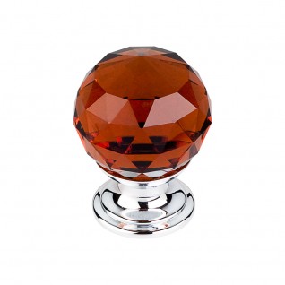 Top Knobs TK121PC Wine Crystal Knob 1 1/8 Inch Polished Chrome