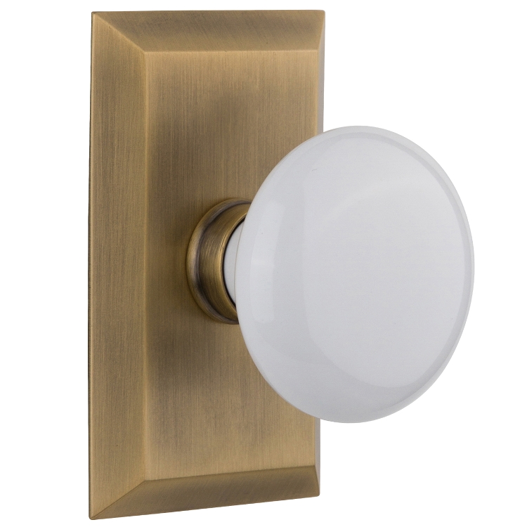 Nostalgic Warehouse Studio Plate with White Porcelain Knob