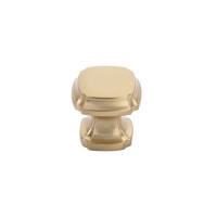 Schaub Empire 1 3/8 inch Diameter Square Knob in Signature Satin Brass