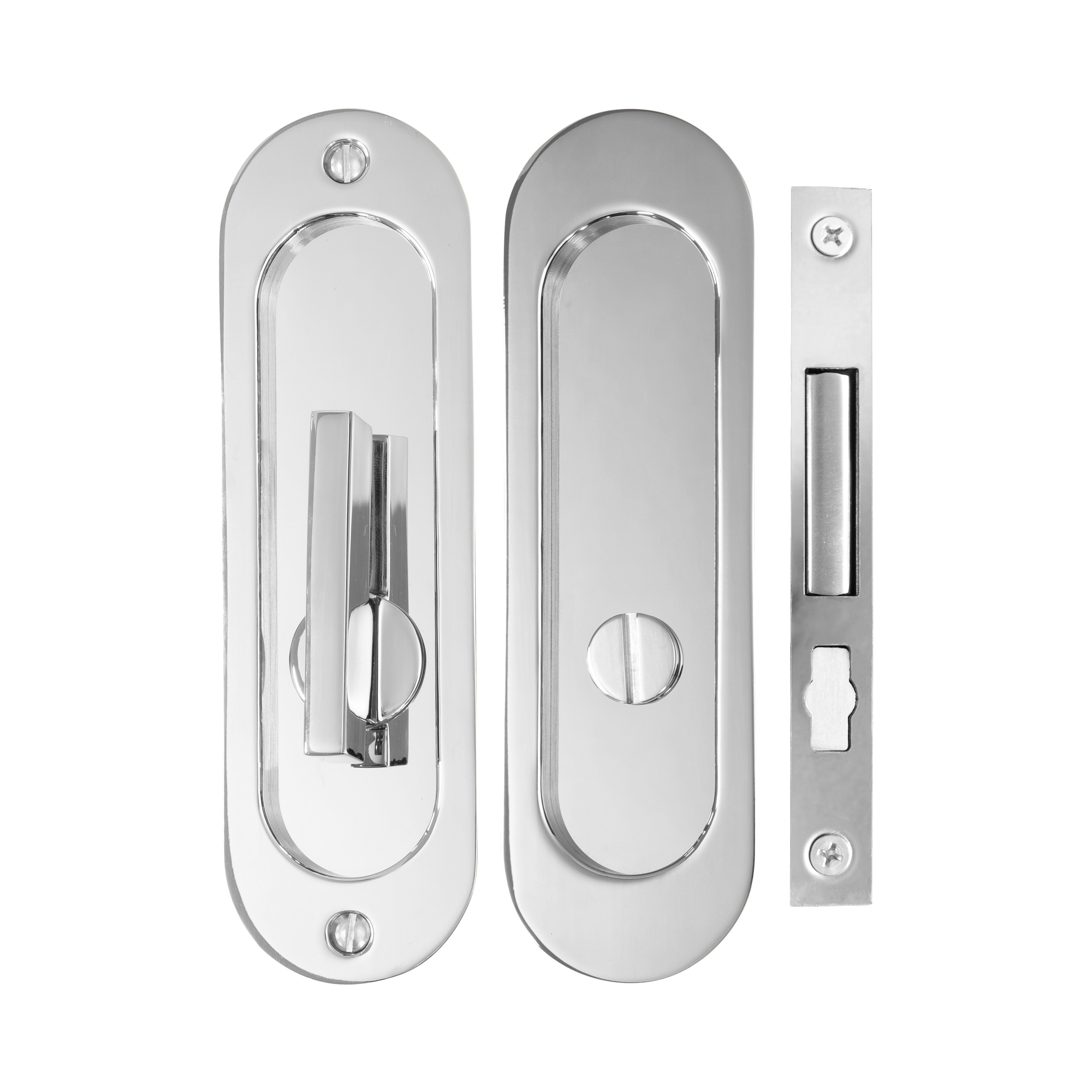 Linnea PL-160R Round Privacy Pocket Door Lock with ADA Turnpiece