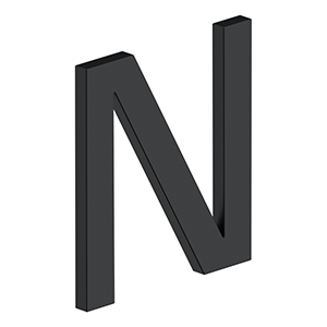 4 Inch Letter N, E Series With Risers, Stainless Steel