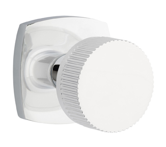 Emtek Conical Straight Knurled Door Knob with Urban Modern Rosette