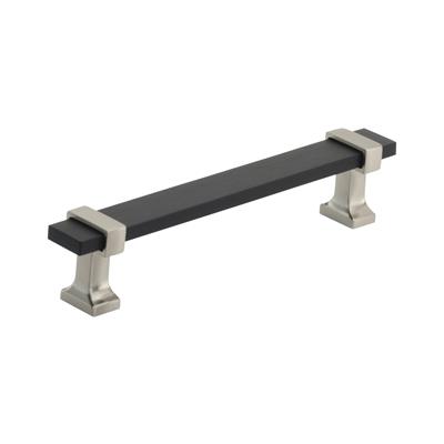 Amerock Overton 5-1/16 Inch cc Cabinet Pull Brushed Matte Black/Satin Nickel