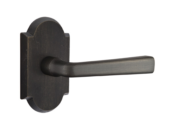 Emtek Sandcast Bronze Cimarron Lever Handle with Style 1 Rosette