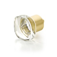 Schaub City Lights 1 1/4 inch Soft Square Glass Knob in Satin Brass