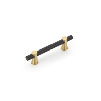 Schaub Fonce 4 inch CC Cabinet Pull in Matte Black with Satin Brass Stem