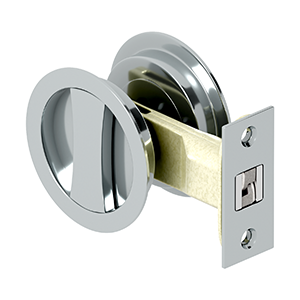 Deltana 2 1/8 Inch Sliding Door Round Privacy Lock, Polished Chrome