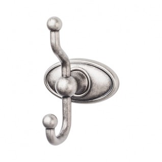 Top Knobs ED2APC Edwardian Oval Double Towel or Robe Hook Antique Pewter