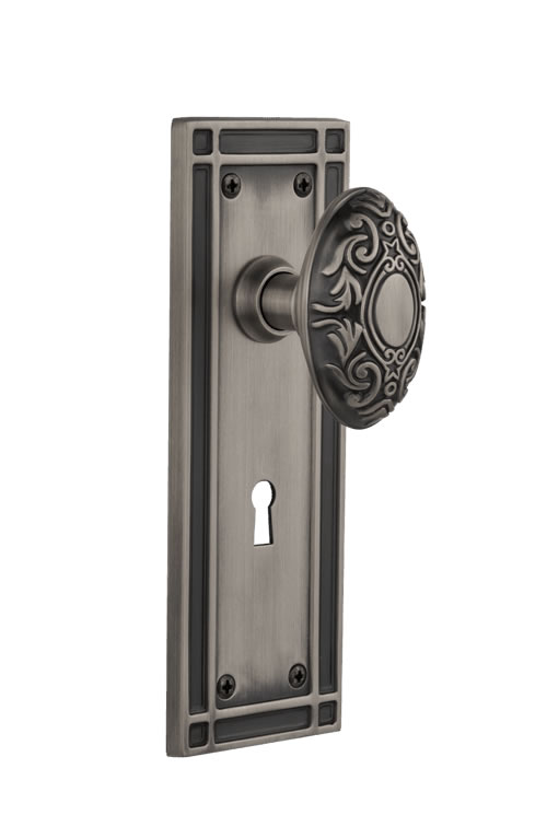 Nostalgic Warehouse Mission Plate with Victorian Knob - Mortise Lock