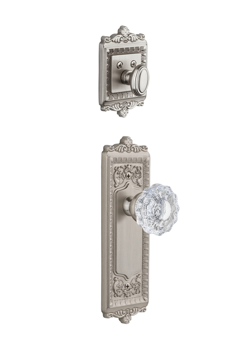 Grandeur Windsor Handleset with Versailles Knob - (Interior Half Only, with Deadbolt)