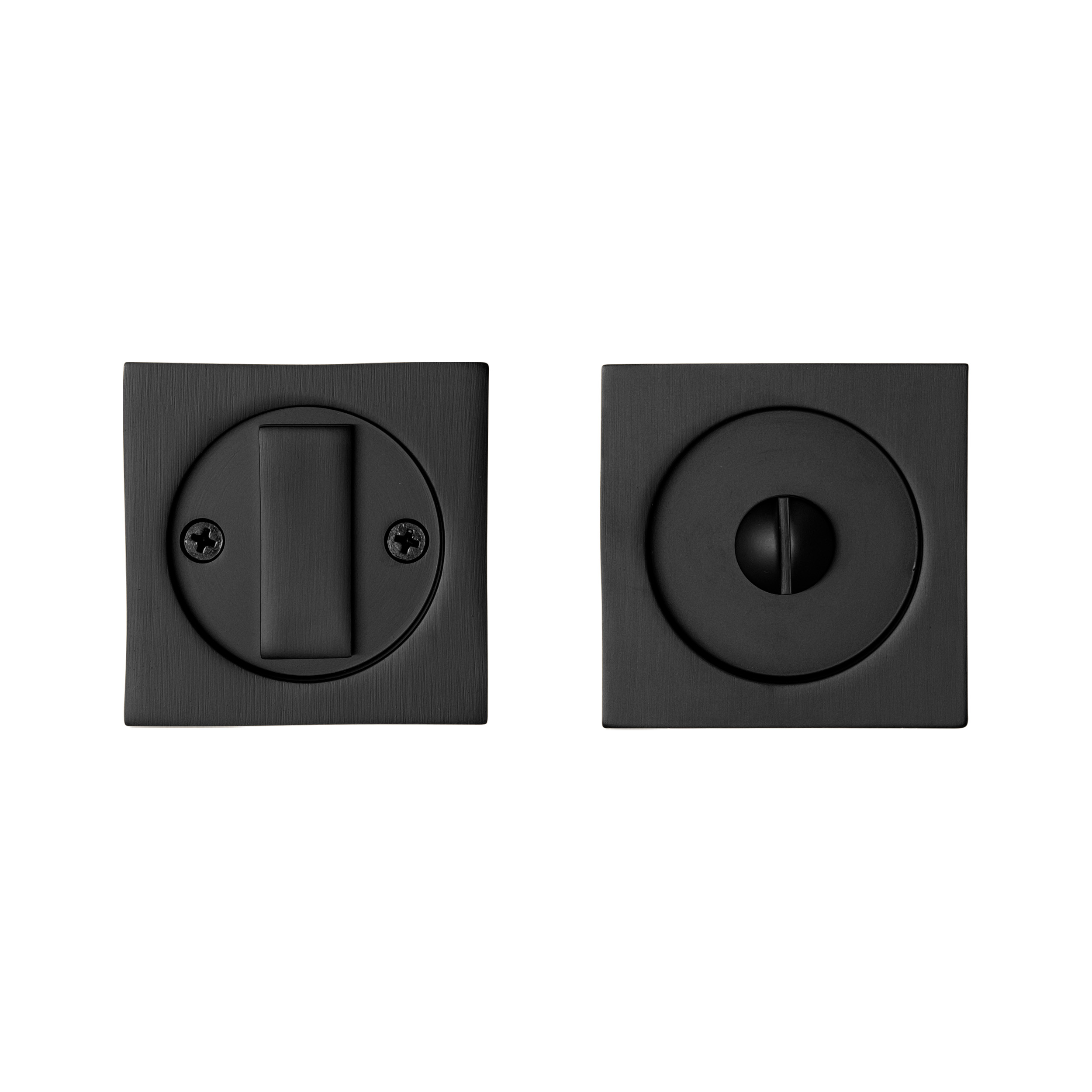 Linnea Square Standard Bore Pocket Door Lock with Edge Pull