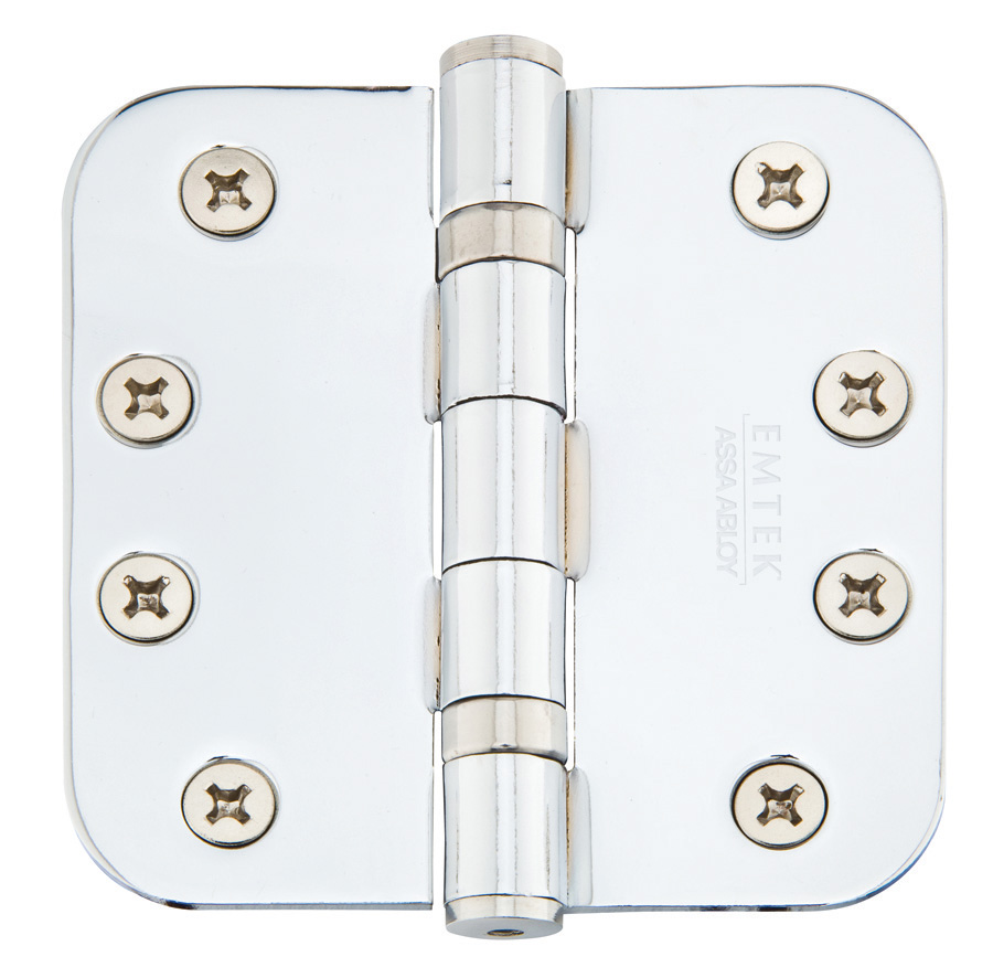 Emtek 4 Inch Steel Heavy Duty Ball Bearing Door Hinges with 5/8 Inch Round Corners (pair)