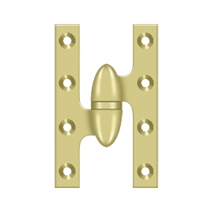 Deltana 5 Inch x 3 1/4 Inch Right Hand, Olive Knuckle Hinge, Polished Brass