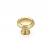 Schaub Country 1 1/4 inch Diameter Round Knob in Satin Brass