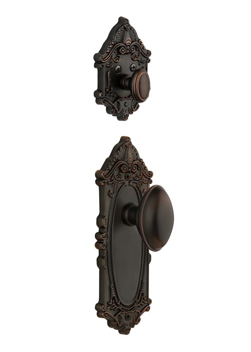 Grandeur Grande Victorian Handleset with Eden Prairie Knob - (Interior Half Only, with Deadbolt)
