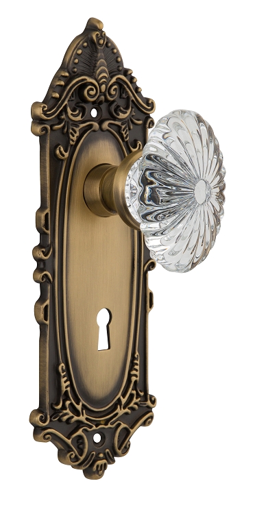 Nostalgic Warehouse Victorian Plate with Oval Fluted Crystal Knob - Mortise Lock