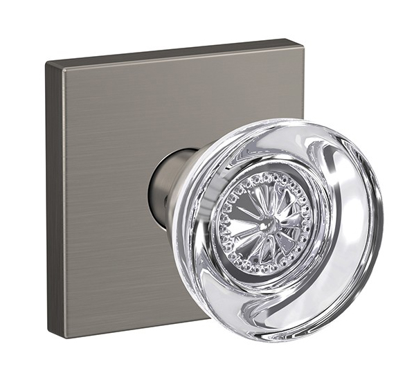 Schlage Custom Hobson Glass Knob with Collins Trim