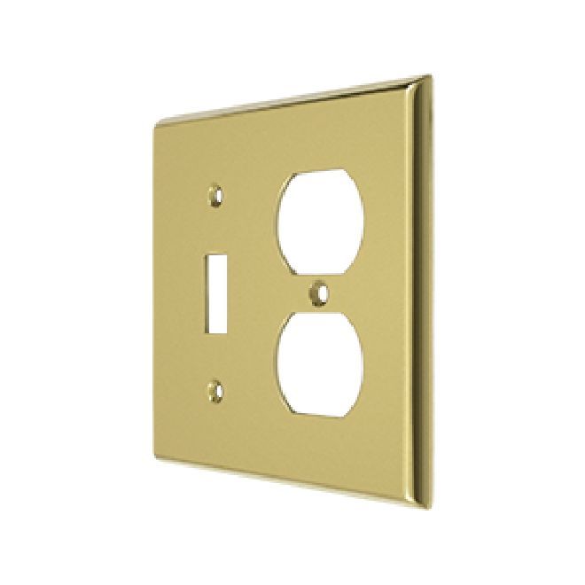 Deltana Solid Brass Single Switch/Double Outlet Switch Plate