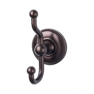 Top Knobs ED2ORBA Edwardian Beaded Double Towel or Robe Hook Oil Rubbed Bronze