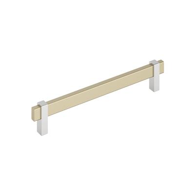 Amerock Mulino 7-9/16 Inch cc Cabinet Pull Golden Champagne/Polished Chrome