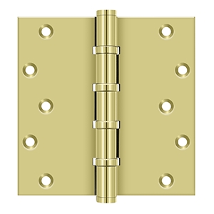 Deltana 6 x 6 Inch Solid Brass Square Corner Standard, Ball Bearing Hinge - Pair