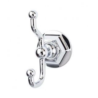 Top Knobs PCB Edwardian Hex Double Towel/Robe Hook Polished Chrome