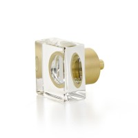 Schaub City Lights 1 1/4 inch Square Glass Knob in Satin Brass
