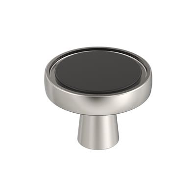 Amerock Mergence 1-3/8 Inch Cabinet Knob Matte Black/Polished Nickel
